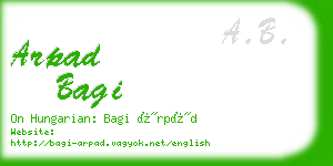 arpad bagi business card